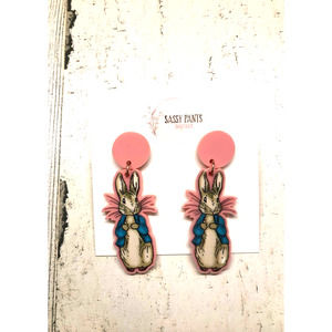 Cute Teacher Educator Peter Rabbit Bunny Earrings NEW